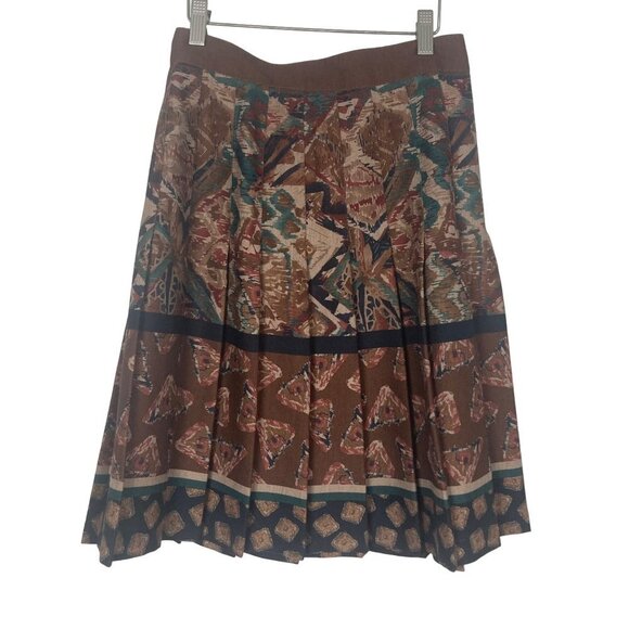 Vintage Toni Garment for CC Magic Pleated Skirt 27in Waist Brown Geometric - Picture 1 of 8